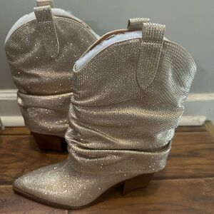 Jessica Simpson Gold Ankle Boots